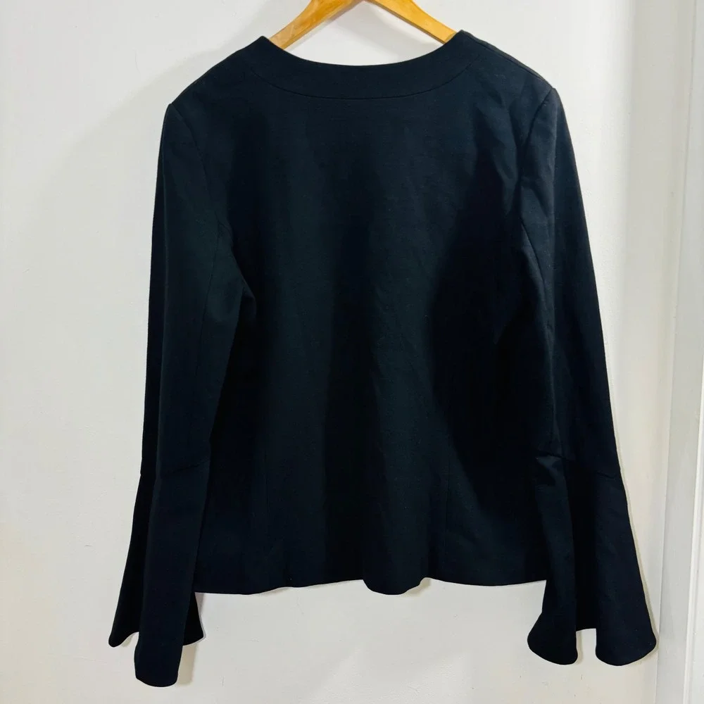 Anthropologie‎ Cartonnier Women's Black Blazer Bell Sleeves Eye-Hook Closure XL